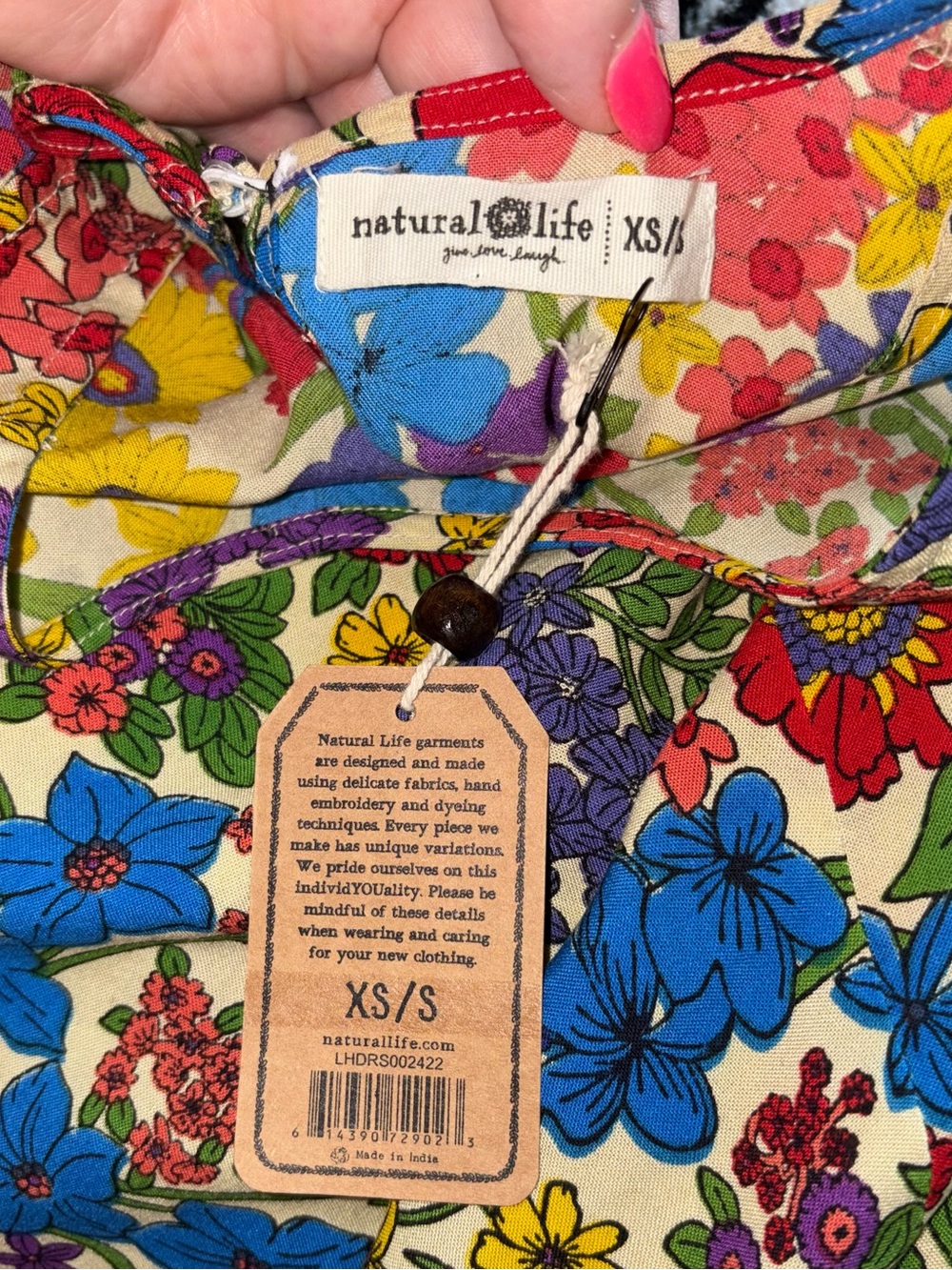NWT Natural Life Patti Side Slit Maxi Dress Retro Floral Pockets XS/S - Picture 5 of 7